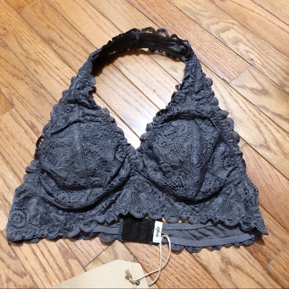 LAST ONE!! SIZE MEDIUM Halter Bralette in Charcoal - Picture 2 of 3